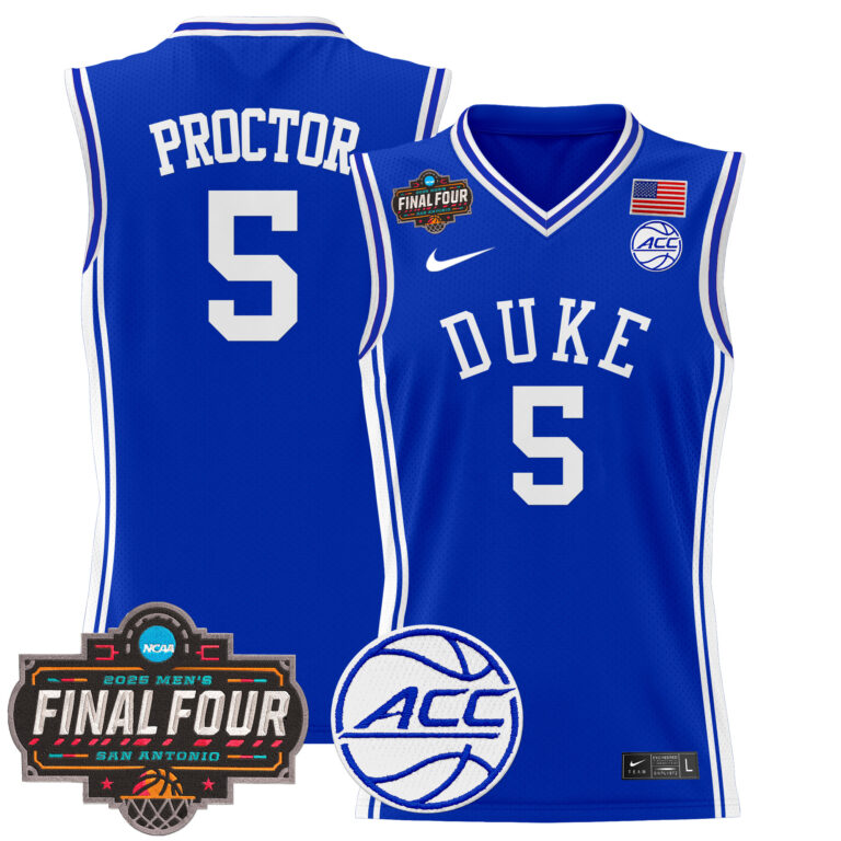 Men Duke Blue Devils 5 Proctor blue 2025 Final Four Patch NCAA Jersey